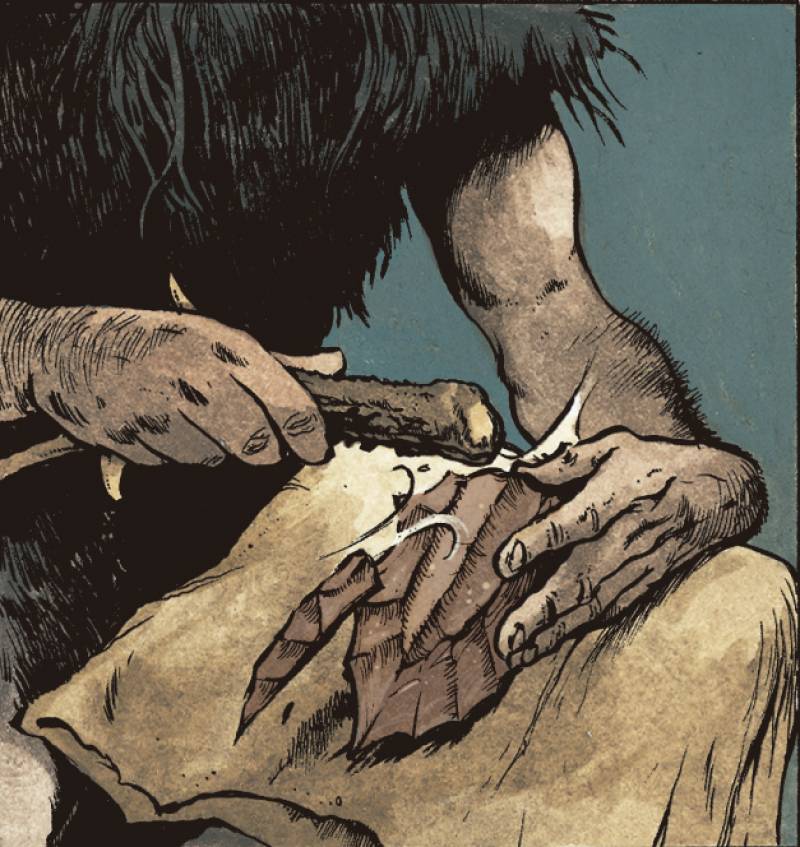 El protagonista de 'Neandertal' fabrica una lanza