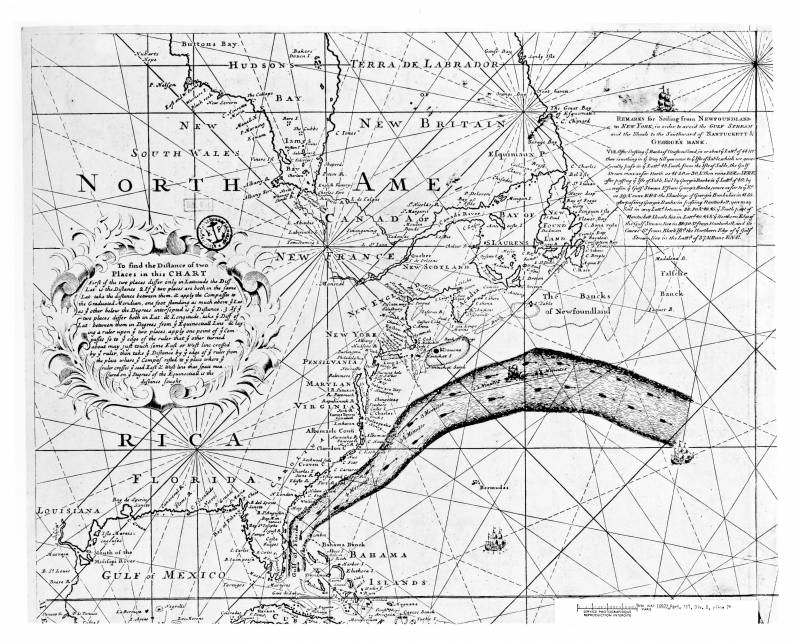 Primer mapa de la corriente del Golfo
