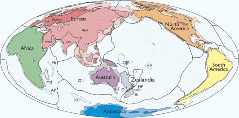Mapa de los ocho continentes / GSA Today