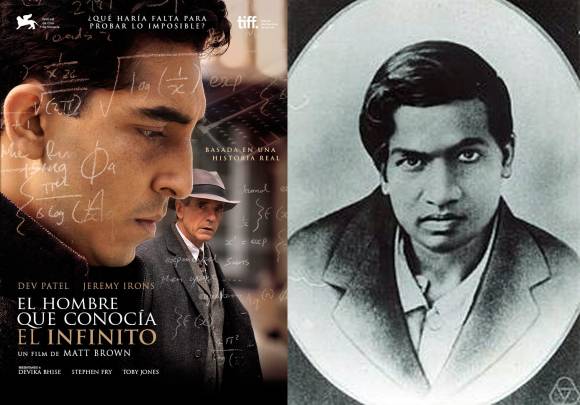 Cartelera de la película sobre Ramanujan y foto real del matemático indio. / Oberwolfach Photo Collection