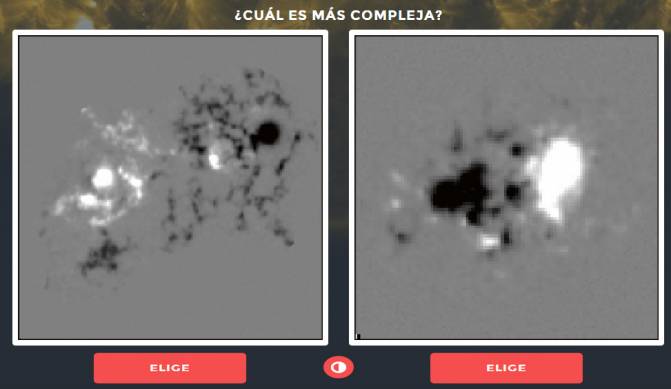 De estas dos fotografías de manchas solares, ¿cuál consideras más compleja?. / Sunspotter