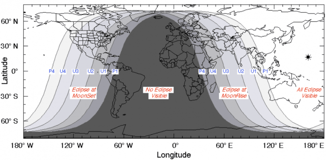 Visibilidad del eclipse lunar del 31 de enero de 2018. / PIRULITON