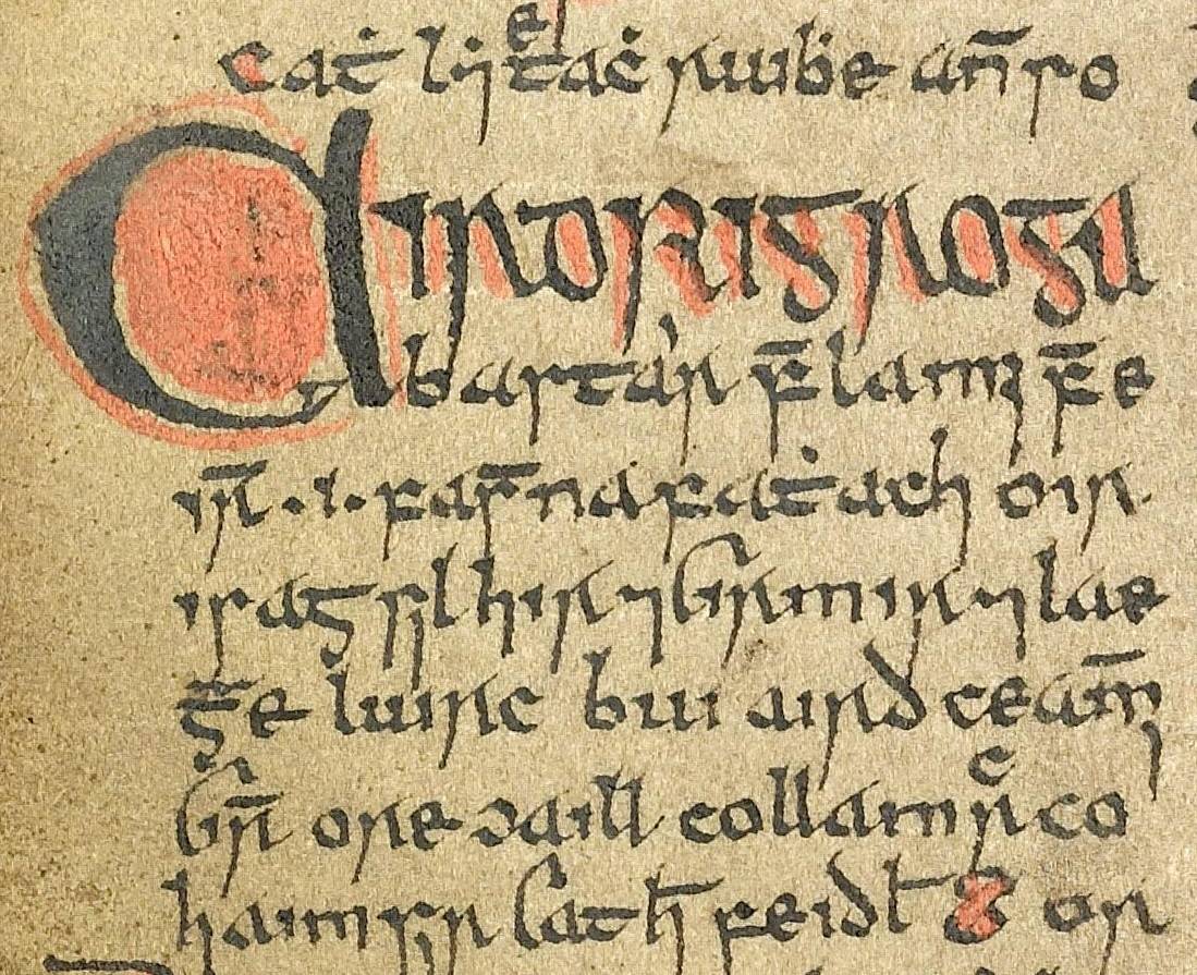 Comienzo del cuento medieval irlandés Cath Leithreach Ruibhe. / Dublín, Royal Irish Academy, MS C i 2, f. 19v