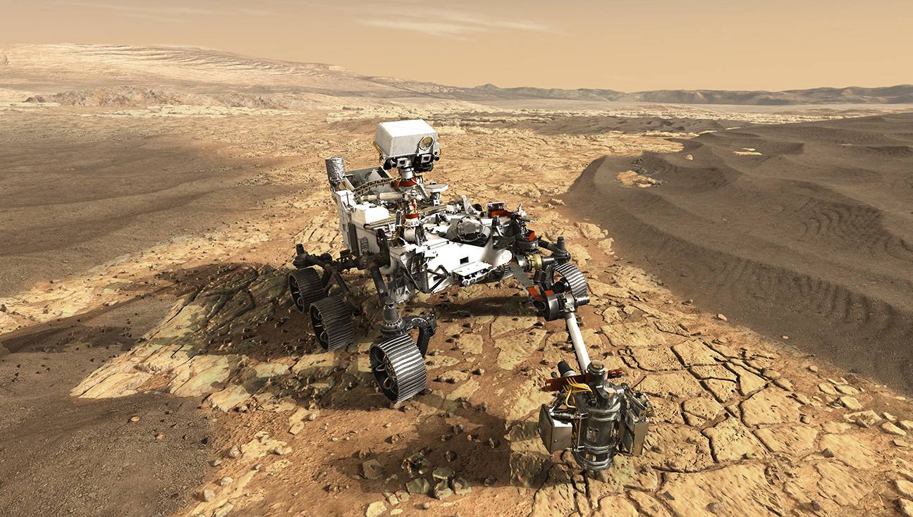 Ilustración del rover Perseverance operando en Marte. / NASA/JPL-Caltech