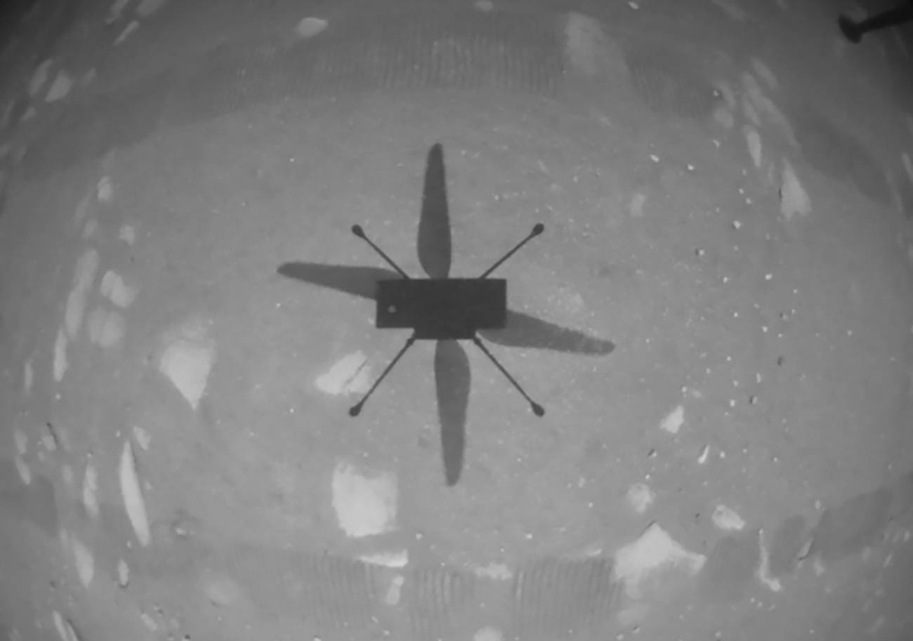 Primera imagen tomada por Ingenuity en vuelo. / NASA/JPL-Caltech