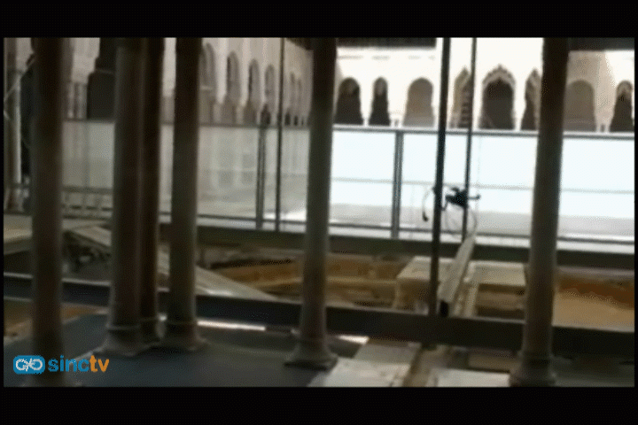 Descubren una acequia durante la restauración del Patio de los Leones de la Alhambra