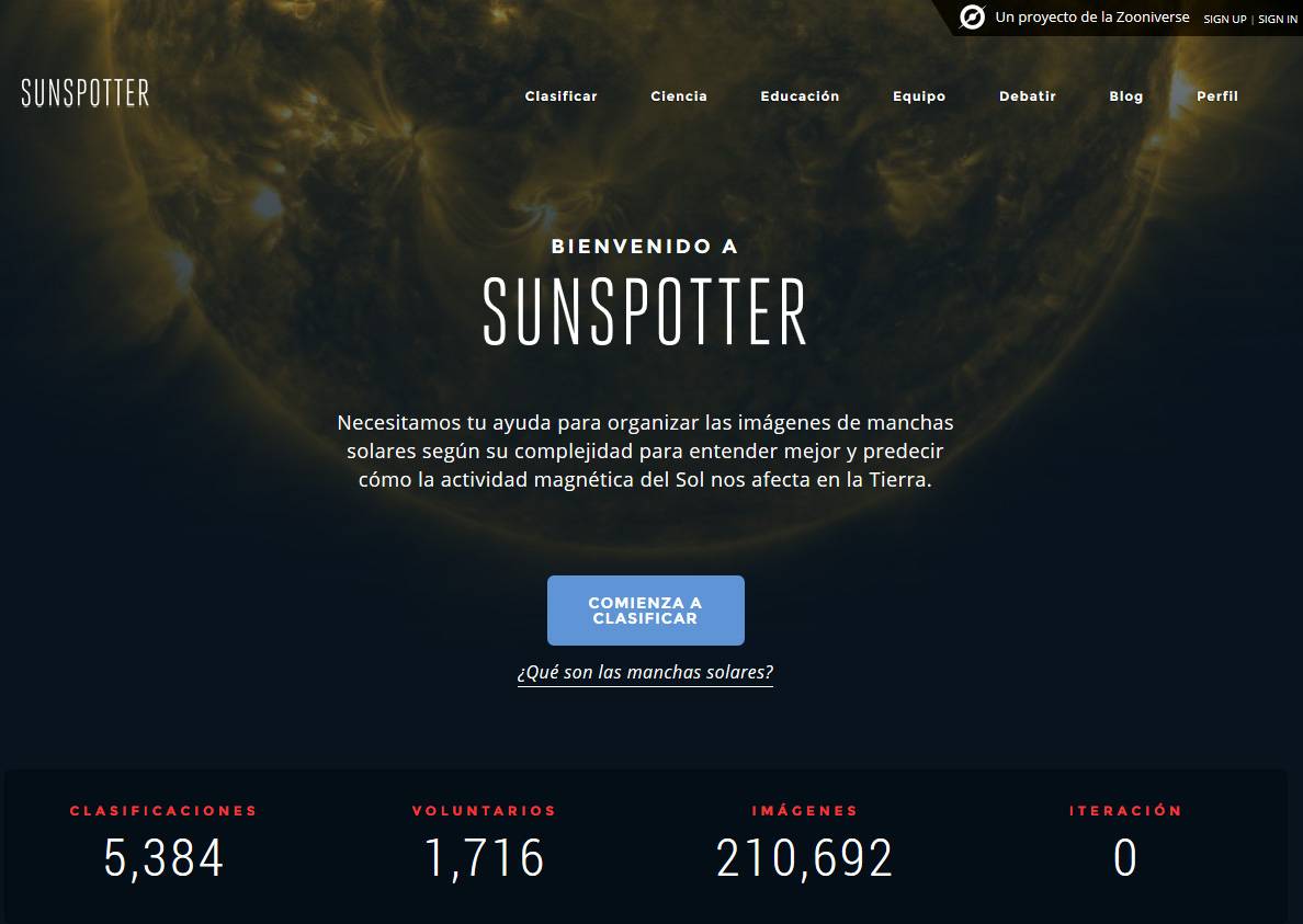 ¿Quieres ayudar a clasificar manchas solares?