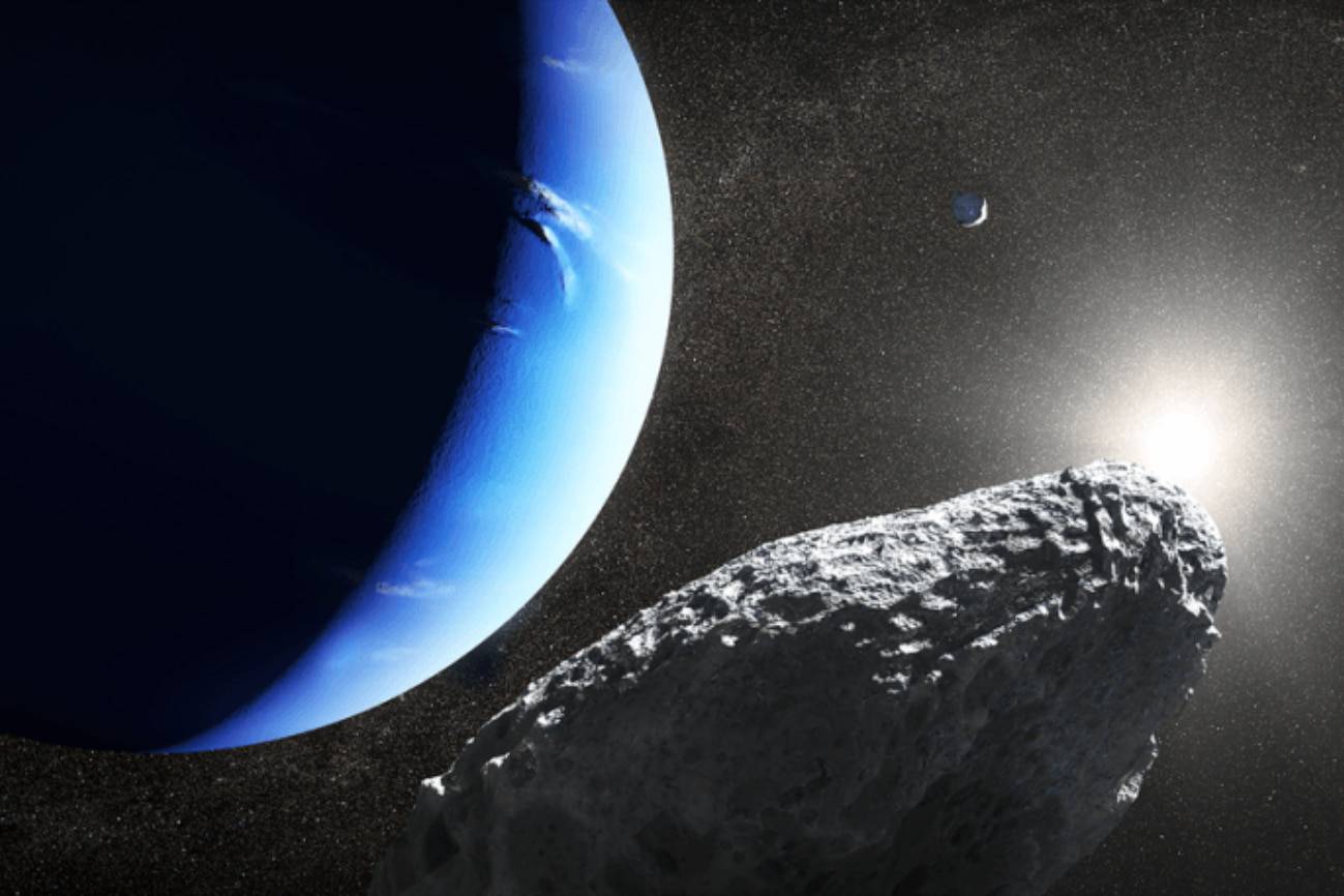 Ilustración de las siete lunas interiores de Neptuno