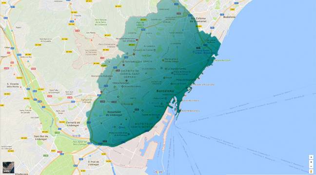 La ZBE Rondas BCN ocupa más de 95 km2. / AMB