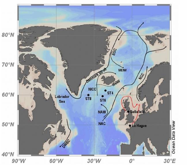 La concentración de yodo-129 aumenta en el Atlántico Norte por las plantas de reprocesamiento nuclear