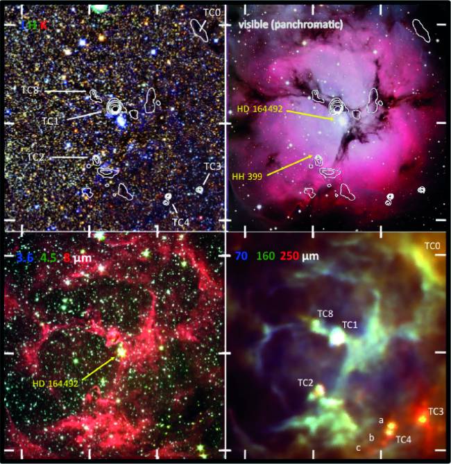 Nuevos datos infrarrojos de la nebulosa Trífida, un vivero de estrellas con la edad del Homo sapiens