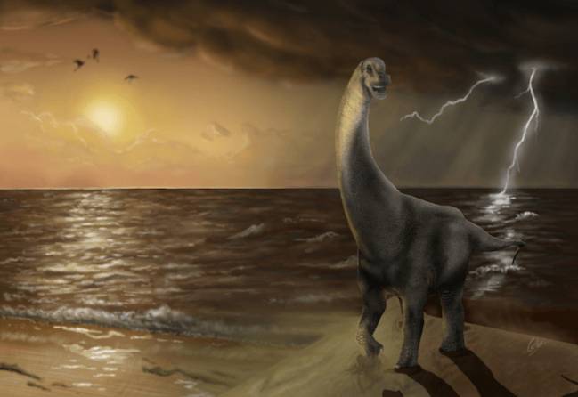 Ilustración del nuevo dinosaruio ‘Oceanotitan dantasi’. / Carlos de Miguel Chaves