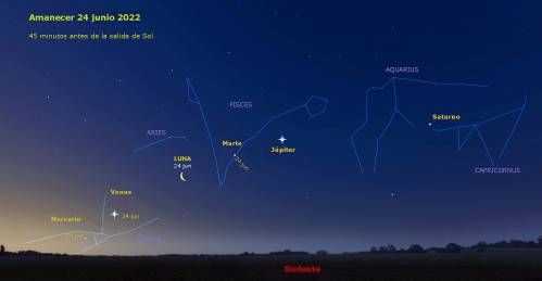 Cielo visto desde el centro de España al amanecer del 24 de junio de 2022.