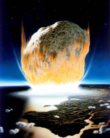 Representación artística del impacto del asteroide. / NASA/Don Davis