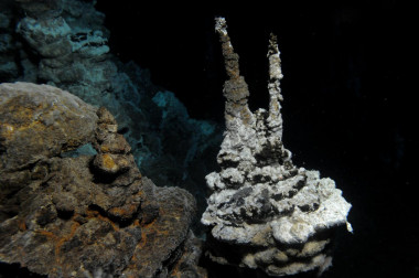 <p>Imagen de un campo de fumarolas hidrotermales a lo largo del Ártico, en los sedimentos marinos cerca de donde se encontró