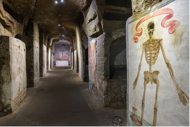 La catacumba de San Gaudioso fue utilizada hasta el siglo XVII. / Catacombe di Napoli