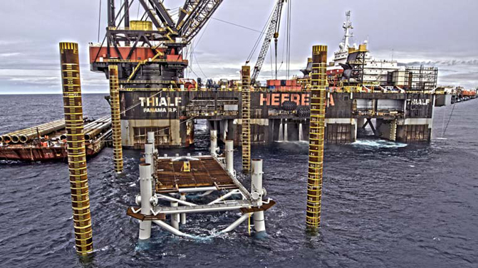 La plataforma del proyecto Castor frente a las costas de Vinaròs (Castellón)