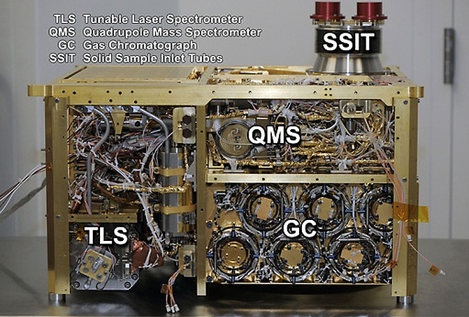 Los tres instrumentos del Sample Analysis at Mars (SAM). / NASA