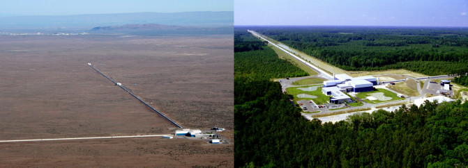Vistas aéreas de las estaciones de LIGO en Hanford (Washington) y Livingston (Luisiana). / JPL Caltech