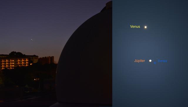 Conjunción de Venus y Júpiter el 18 de agosto de 2014