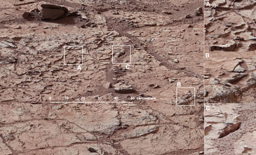 Suelo rocoso en el que perforará Curiosity. Imagen: NASA/JPL-Caltech/MSSS. Suelo rocoso en el que perforará Curiosity. Imagen: NASA/JPL-Caltech/MSSS.