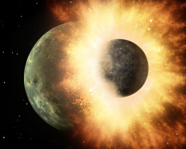 <p>Recreación del choque entre dos cuerpos celestes. Imagen: NASA/JPL-Caltech.</p>