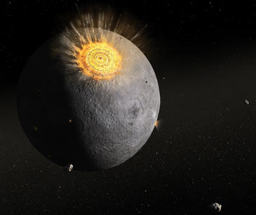 Ilustración de cómo un asteroide impacta contra la luna. Imagen: Dan Durda / FIAAA 
