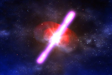 <p>Ilustración de un estallido de rayos gamma. Imagen: NASA / D.Berry</p>