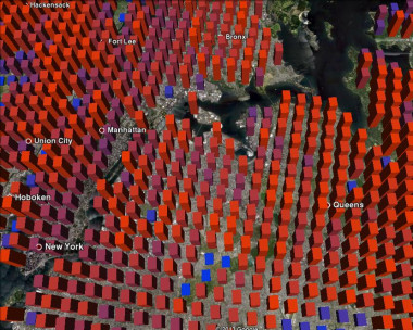 <p>Las barras muestran cuán fácil es encontrar a alguien en una zona de Nueva York. El resultado es contraituitivo, según los investigadores. Es más fácil esconderse en Manhattan que en Queens.</p>