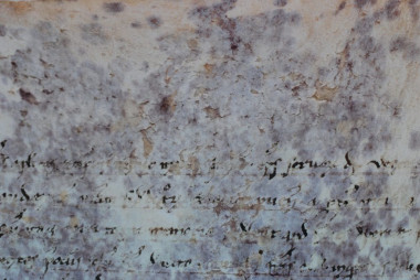 <p>Manchas moradas presentes en el pergamino preservado en los Archivos Secretos del Vaticano. / G. Vendittozzi</p>