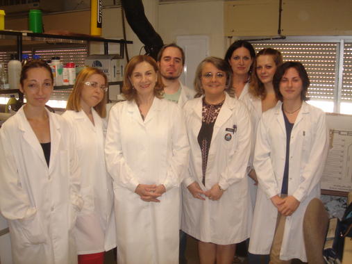 <p>Rosario Pásaro con su grupo de investigación. Imagen: US.</p>