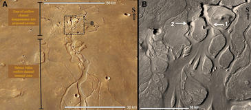 Cavernas marcianas capturaron ríos de agua hace dos mil millones de años