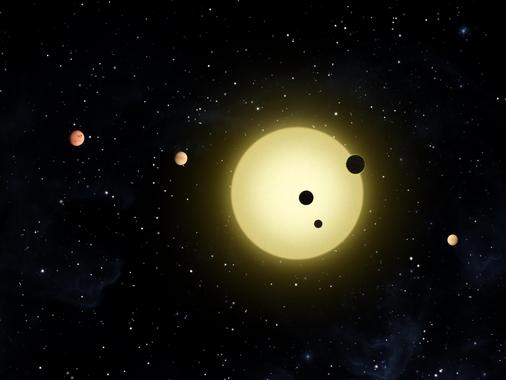<p>Ilustración de los seis planetas en torno a la estrella Kepler-11. Imagen: NASA/Tim Pyle. </p>
