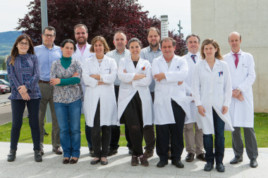<p>A la izquierda, los doctores Felipe Prósper y Julen Oyarzabal con investigadores del CIMA y de la Clínica Universidad de Navarra que participan en el estudio. / Manuel Castells</p>