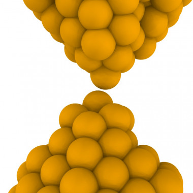 <p>Simulación del acercamiento de átomos en oro. / UA</p>