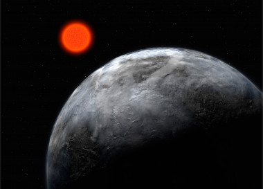 <p>Concepción artística de Gliese 581, una de las estrellas de la muestra analizada por CARMENES, donde se muestra también su planeta, Gliese 581c. / ESO</p>
