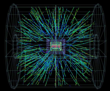<p>Colisiones entre protones e iones de plomo en el experimento ALICE del LHC. Imagen: ALICE/CERN.</p>