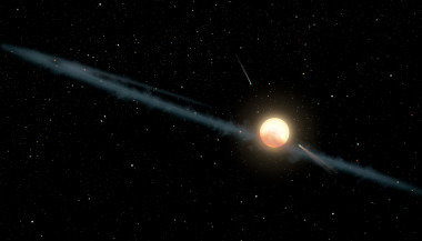 <p>Ilustración de un anillo de polvo y varios objetos similares a cometas gigantes orbitando alrededor de KIC 8462852. / NASA/JPL-Caltech</p>