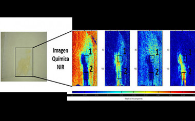 <p>Las imágenes químicas en el infrarrojo cercano (NIR) permiten desubrir en qué parte de la muestra está el semen. / Universidad de Alcalá</p>