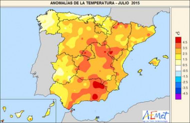 <p>Mapa de las temperaturas de julio / Aemet</p>