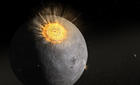 Ilustración de cómo un asteroide impacta contra la luna