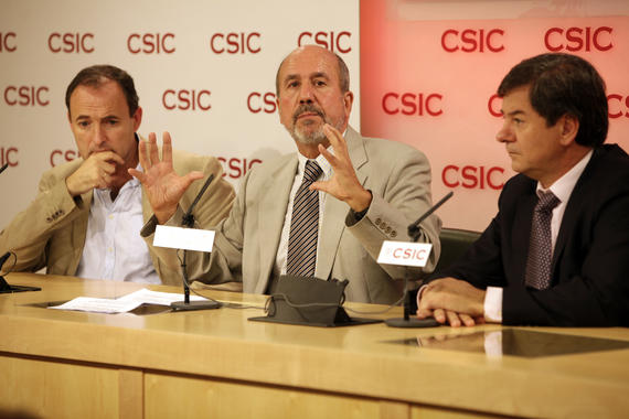 <p>En la imagen (de izquierda a derecha) Felipe García, Mariano Esteban y J. C. López Bernaldo de Quirós. Foto: SINC</p>