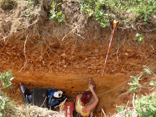 <p>Toma de muestras en la Sierra de Atapuerca / Alfonso Benito</p>
