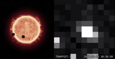 <p>Ilustración del sistema extrasolar TRAPPIST-1 e imagen real captada por el telescopio espacial Kepler. / NASA et al.</p>