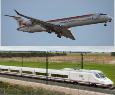 <p>En el estudio se ha desarrollado un modelo de competencia, considerando la competencia multimodal entre el transporte aéreo y el tren de alta velocidad y la competencia aérea entre líneas de bandera y de bajo coste / pixabay.com y Renfe.com | UPM</p>