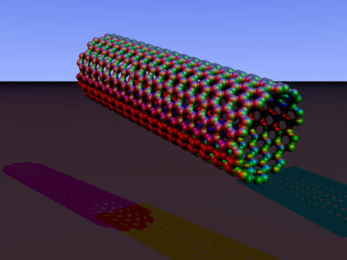 <p>Nanotubo de carbono. <a href="http://upload.wikimedia.org/wikipedia/commons/c/c4/Carbon_nanotube_armchair_povray.PNG" target="_blank">Wikipedia</a></p>