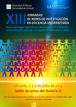 Cartel anunciador de las XIII Jornadas de Redes de Investigación en la Docencia Universitaria en la Universidad de Alicante