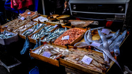 mostrador de una pescadería