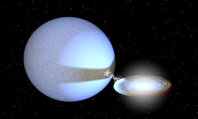 <p>Simulación de la fuente ultraluminosa ULX P13. / Imagen de Tom Russell (ICRAR) con software de Rob Hynes (Louisiana State University)</p>