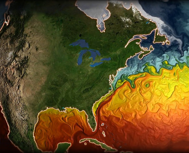 <p>Imagen de la temperatura de superficie del Atlántico Norte simulado por el modelo CM2.6. / Remik Ziemlinski (NOAA GFDL)</p>